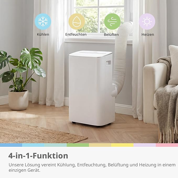 Greif PRO - Mobile Klimaanlage 4-in-1, Kapazität 12000 BTU/h, Kühlung, Belüftung, Heizung, Entfeuchtung