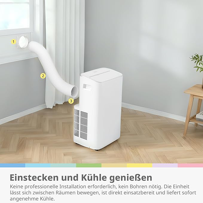 Greif PRO - Mobile Klimaanlage 4-in-1, Kapazität 12000 BTU/h, Kühlung, Belüftung, Heizung, Entfeuchtung