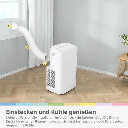 Greif PRO - Mobile Klimaanlage 4-in-1, Kapazität 12000 BTU/h, Kühlung, Belüftung, Heizung, Entfeuchtung